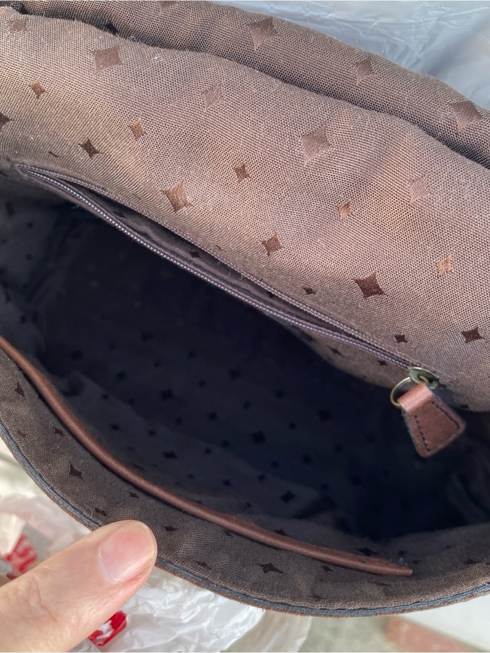 FOSSIL vintage revival reissue brown leather calfhair giraffe satchel bag purse - Picture 12 of 16